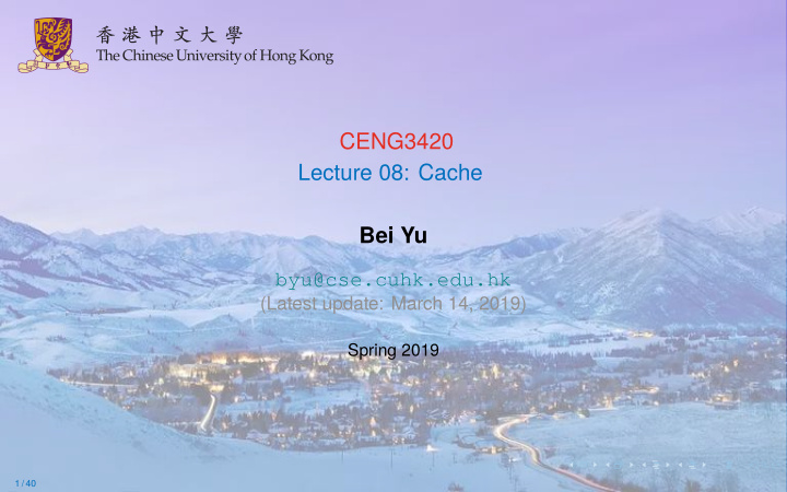 ceng3420 lecture 08 cache bei yu