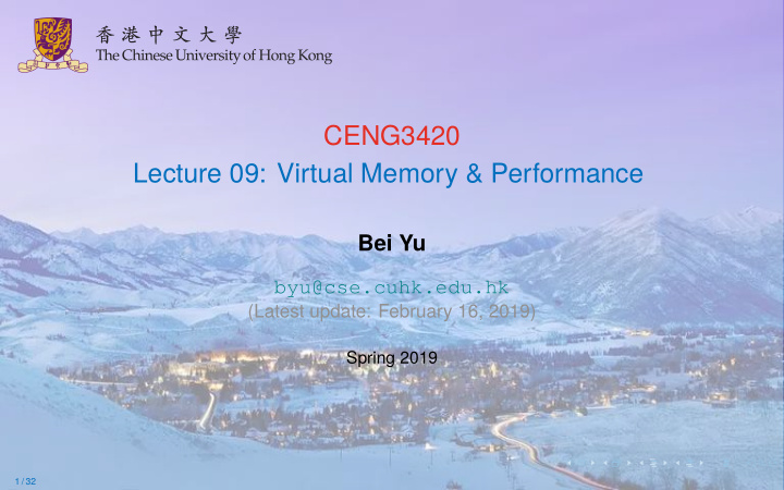 ceng3420 lecture 09 virtual memory performance