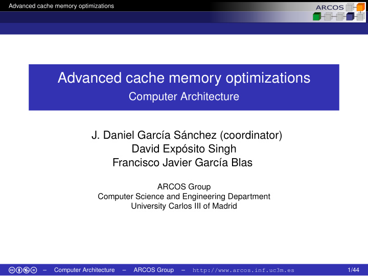 advanced cache memory optimizations