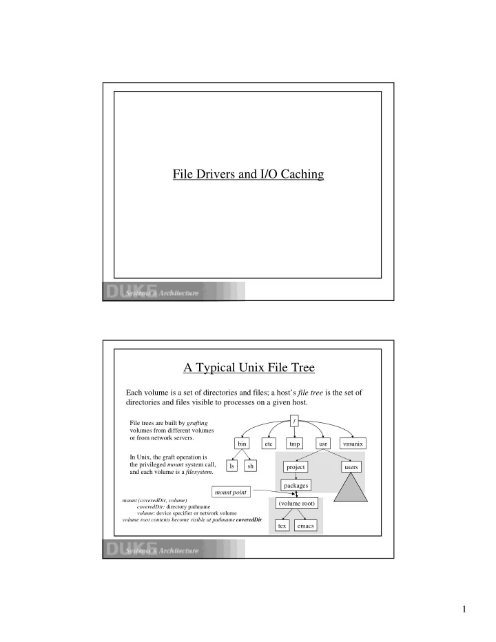 file drivers and i o caching a typical unix file tree