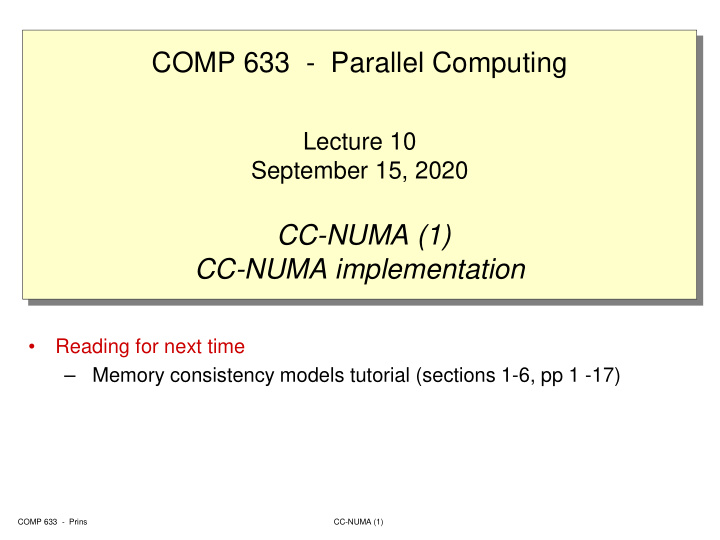 comp 633 parallel computing