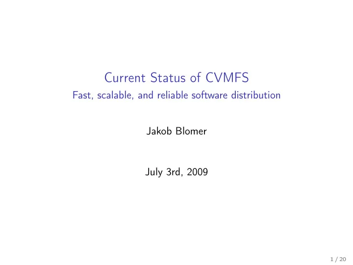current status of cvmfs