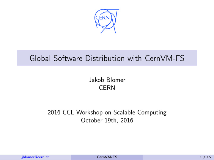 global software distribution with cernvm fs