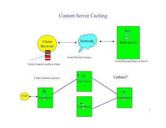 Content Server Caching  Network  Client  Web Server  Browser  Avoid Network Latency  Avoid Queuing