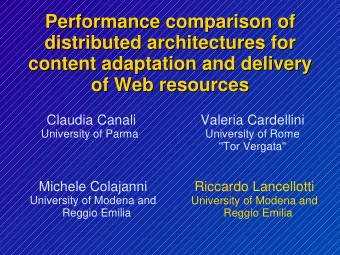 Performance comparison of  Performance comparison of  distributed architectures for  distributed