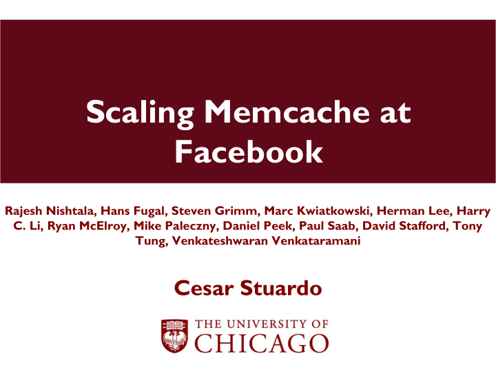 scaling memcache at facebook