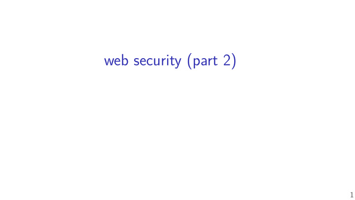 web security part 2