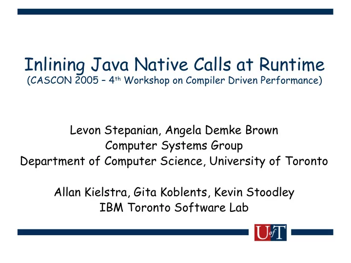 inlining java native calls at runtime