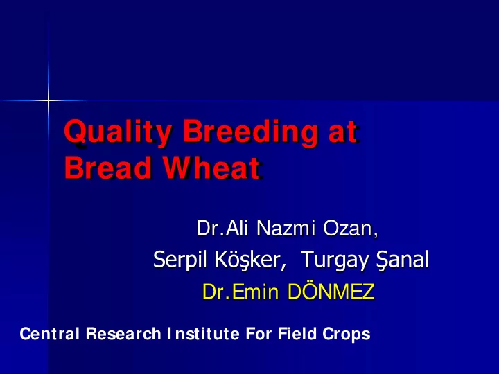 quality breeding at bread wheat