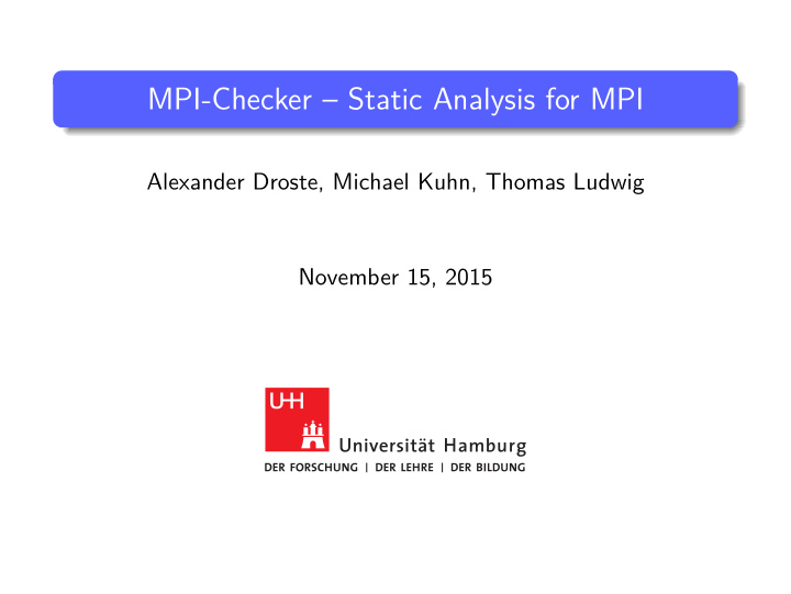 mpi checker static analysis for mpi