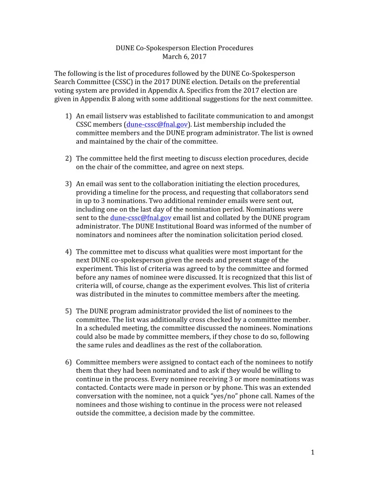 dune co spokesperson election procedures march 6 2017 the