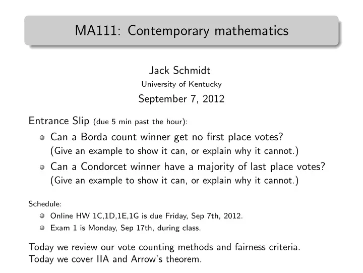 ma111 contemporary mathematics