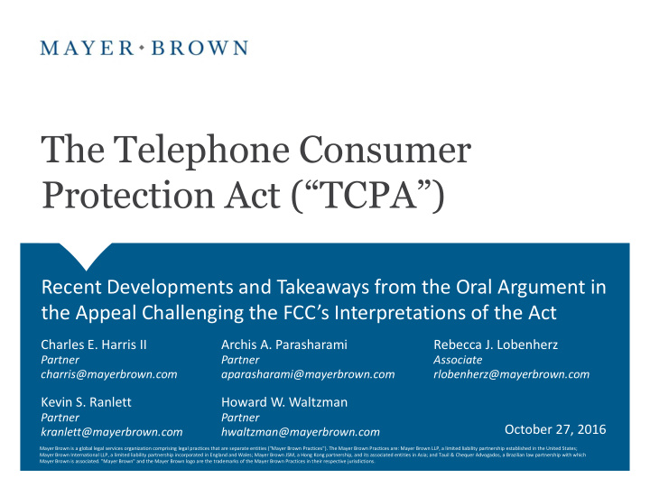 the telephone consumer protection act tcpa