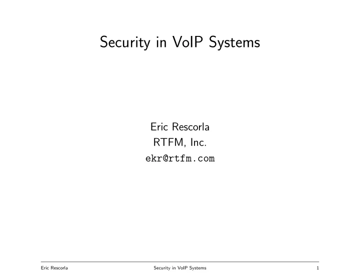 security in voip systems