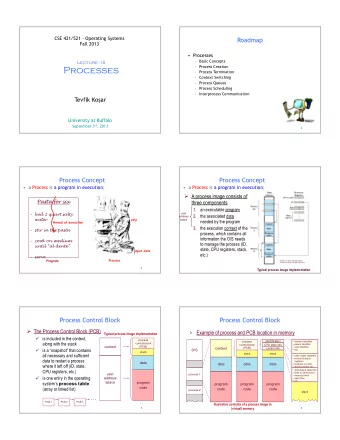 Processes   Process Termination   Context Switching   Process Queues   Process