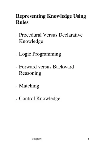 Representing Knowledge Using  Rules  Procedural Versus Declarative  Knowledge  Logic