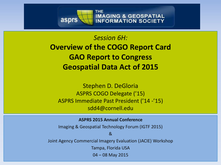 overview of the cogo report card gao report to congress