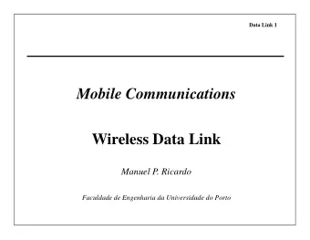 Mobile Communications  Wireless Data Link  Manuel P. Ricardo  Faculdade de Engenharia da