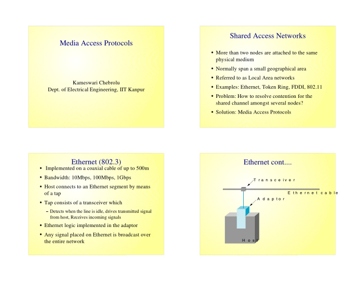 shared access networks media access protocols