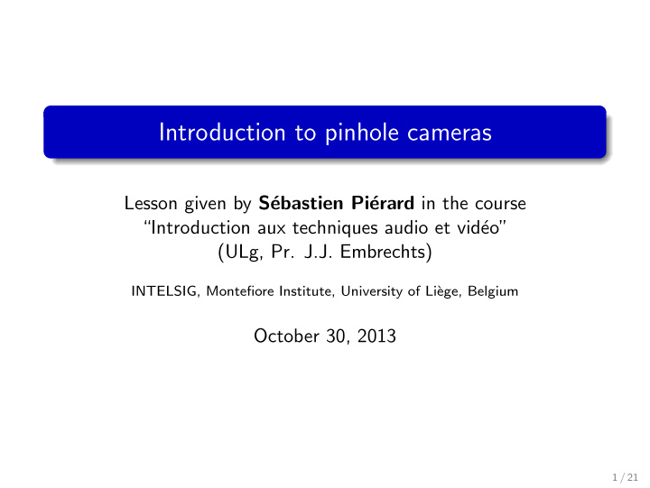 introduction to pinhole cameras