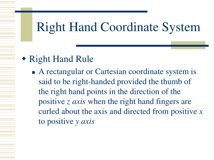 right hand coordinate system