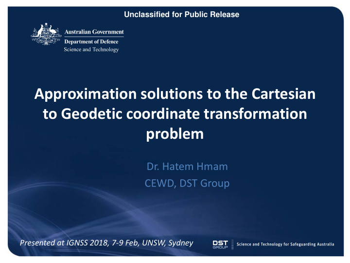 approximation solutions to the cartesian to geodetic