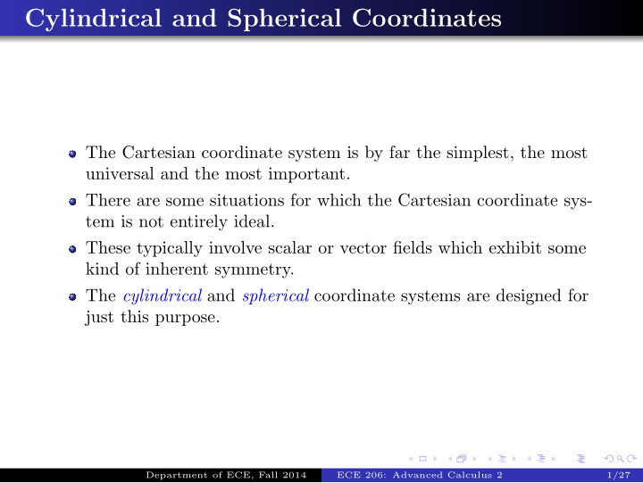 cylindrical and spherical coordinates