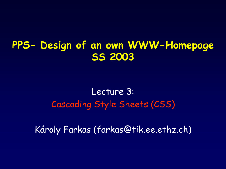 pps design of an own homepage ss 2003