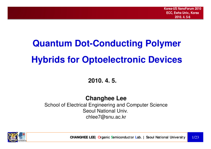 q quantum dot conducting polymer t d t c d ti p l hybrids