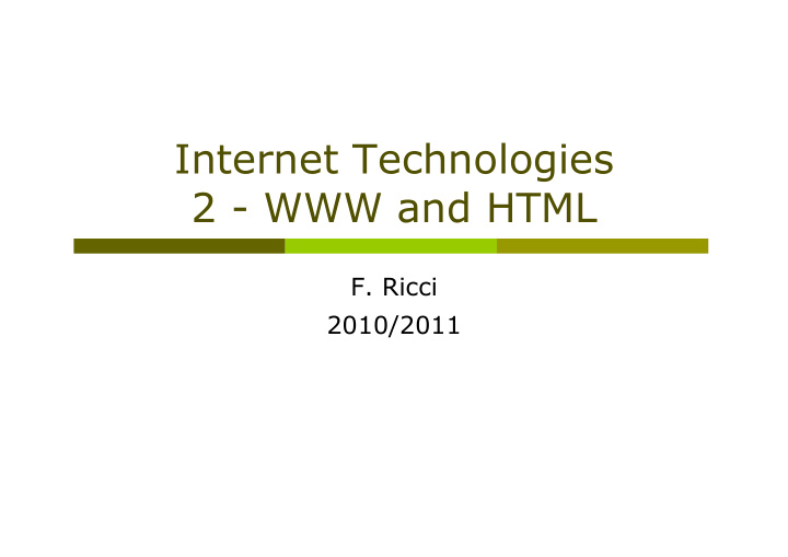 internet technologies 2 and html