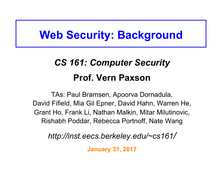 web security background