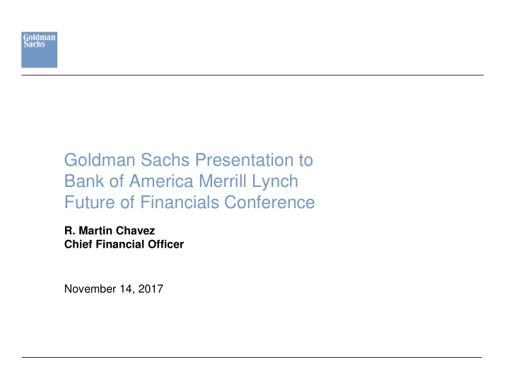 goldman sachs presentation to bank of america merrill