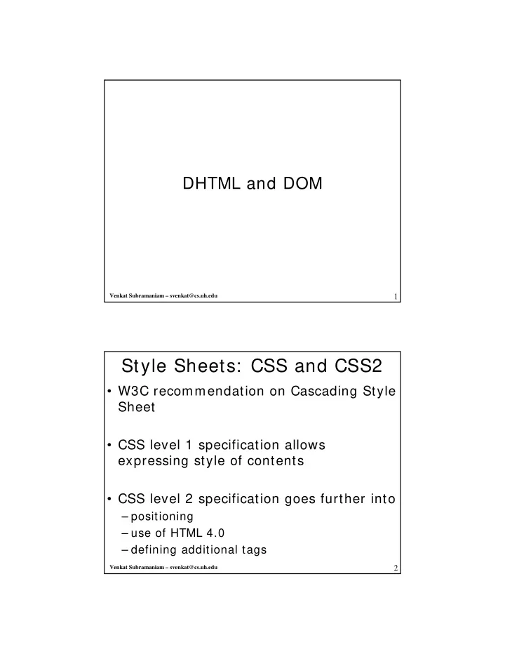 style sheets css and css2