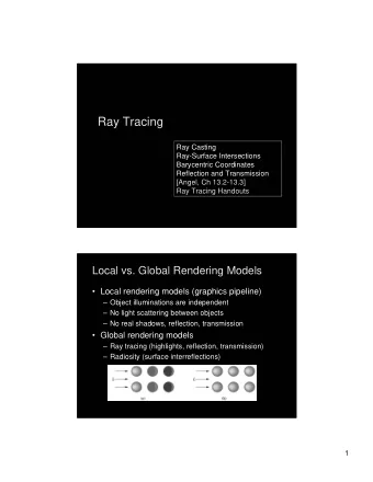 Ray Tracing  Ray Tracing  Ray Casting  Ray Casting  Ray-Surface Intersections  Ray-Surface