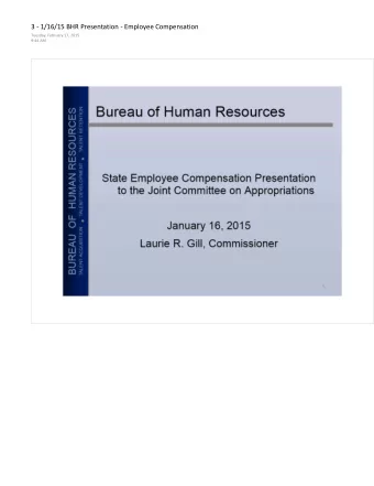 Presentation Overview   South Dakota's State Workforce   Employee Compensation   Employee