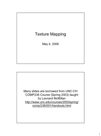Texture Mapping  May 4, 2006  Many slides are borrowed from UNC-CH  COMP236 Course (Spring 2003)