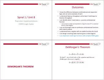 Outcomes  I know the difference between combinational and sequential  logic and can name