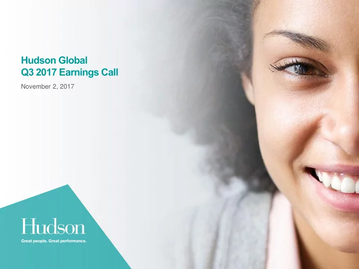 hudson global q3 2017 earnings call