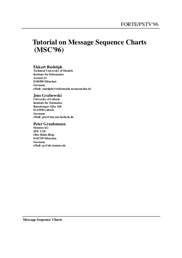 tutorial on message sequence charts msc 96