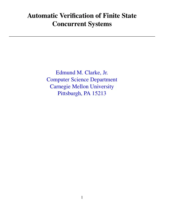automatic verification of finite state concurrent systems