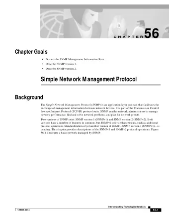 56  C H A P T E R  Chapter Goals  Discuss the SNMP Management Information Base.    Describe SNMP