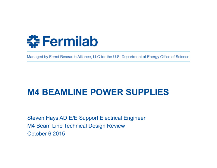 m4 beamline power supplies