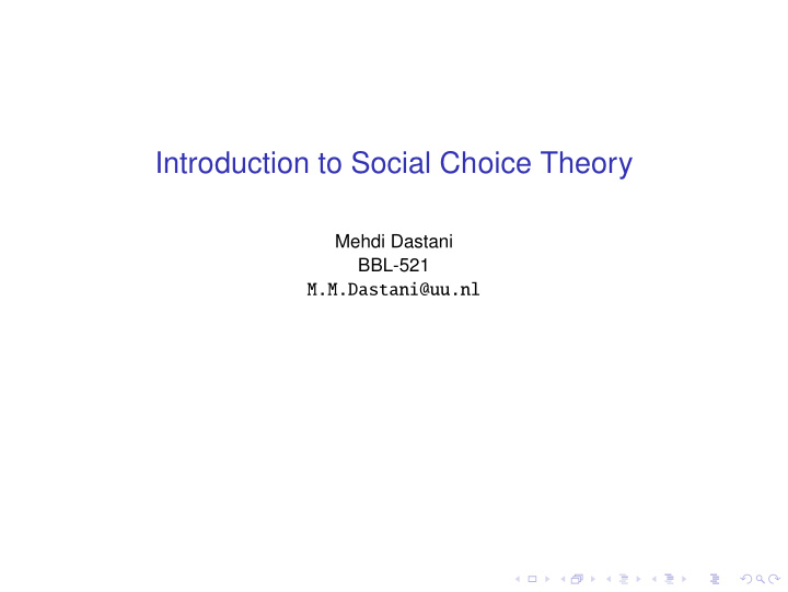 introduction to social choice theory