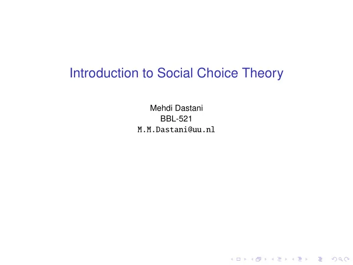 introduction to social choice theory