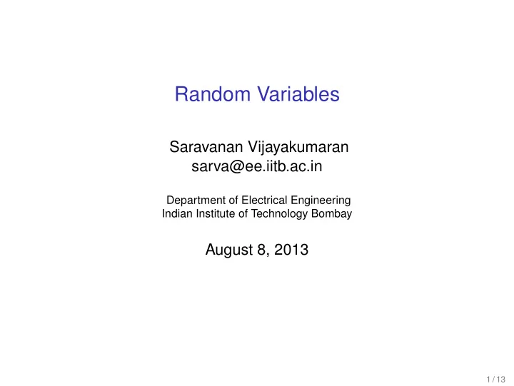 random variables