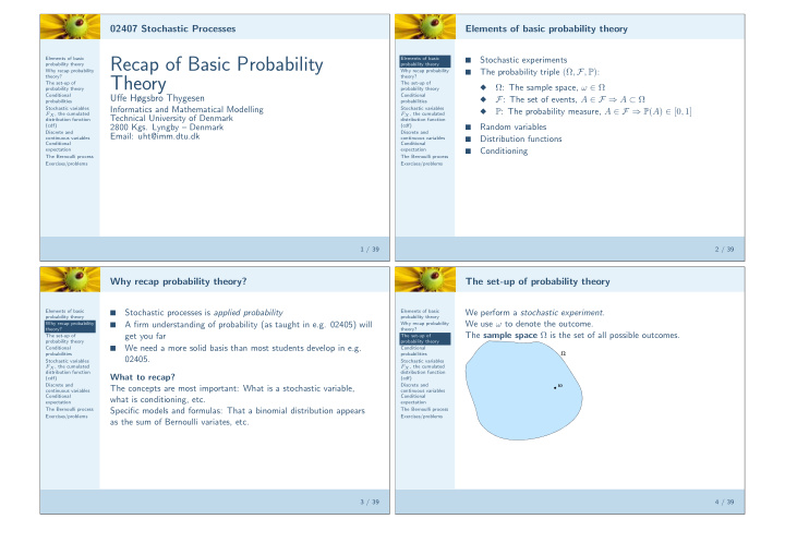 recap of basic probability
