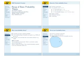 Recap of Basic Probability  Elements of basic    probability theory  probability theory The