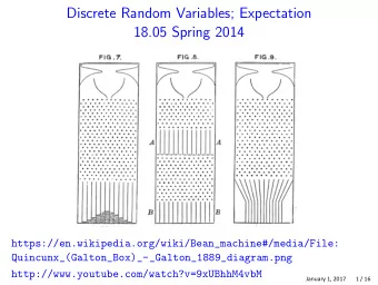 Discrete Random Variables; Expectation 18.05 Spring 2014