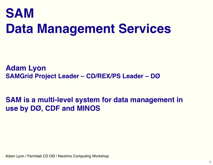 sam data management services