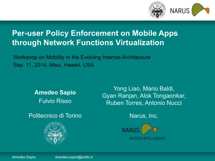 per user policy enforcement on mobile apps through